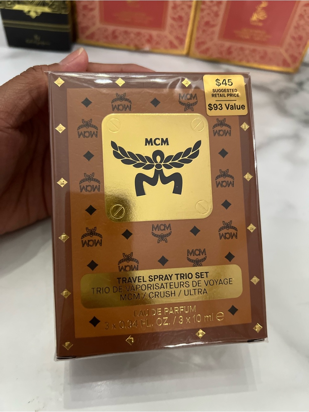 MCM Trio Travel Spray Set - Brown, Pink, Gold - Picture 2 of 3